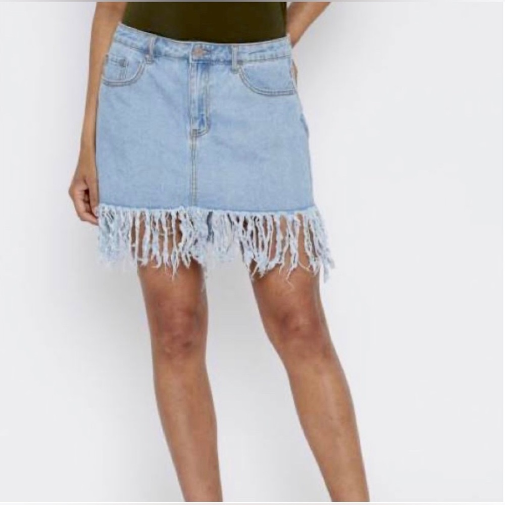 Forever 21+ Denim Fringe Skirt